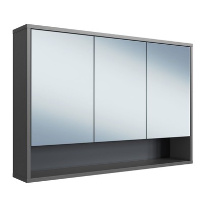 Armário de Banheiro Bari 3 Portas com Espelho Grafite - Art In Móveis