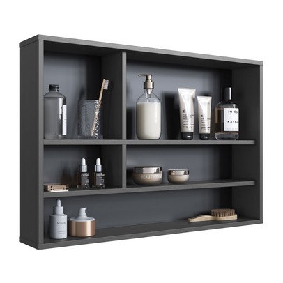 Armário de Banheiro Bari 3 Portas com Espelho Grafite - Art In Móveis