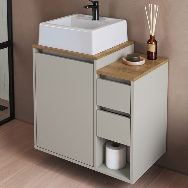 Armário de Banheiro Bahamas 1 Porta 2 Gavetas com Cuba Arenas - Art In Móveis