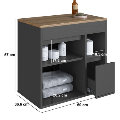 Armário de Banheiro Bangladesh 1 Porta 1 Gaveta Grafite - Art In Móveis