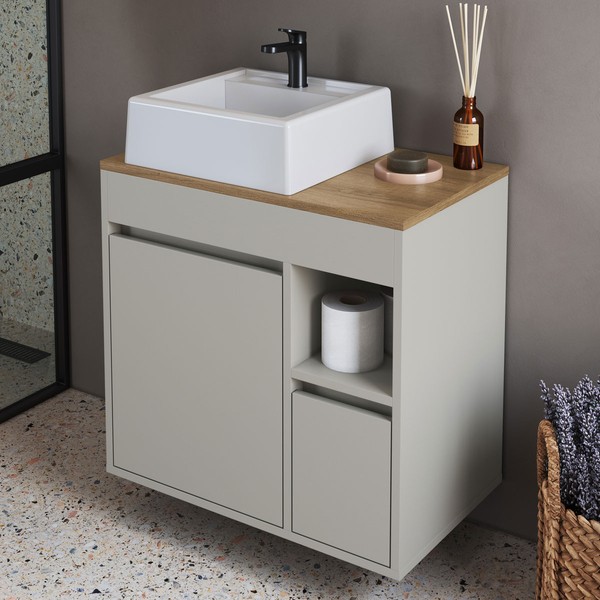 Armário de Banheiro Bangladesh 1 Porta 1 Gaveta com Cuba Arenas - Art In Móveis