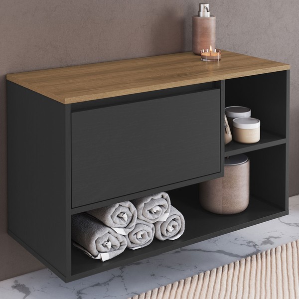 Armário de Banheiro Barcelona 1 Porta Grafite - Art In Móveis