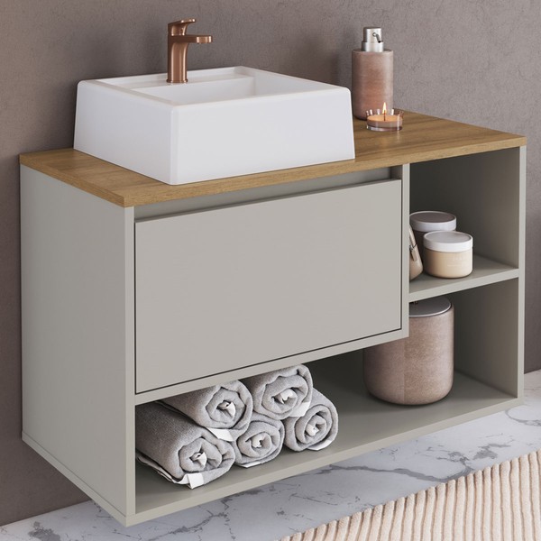 Armário de Banheiro Barcelona 1 Porta com Cuba Arenas - Art In Móveis