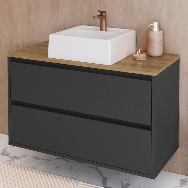 Armário de Banheiro Belarus 2 Portas 1 Gaveta com Cuba Grafite - Art In Móveis