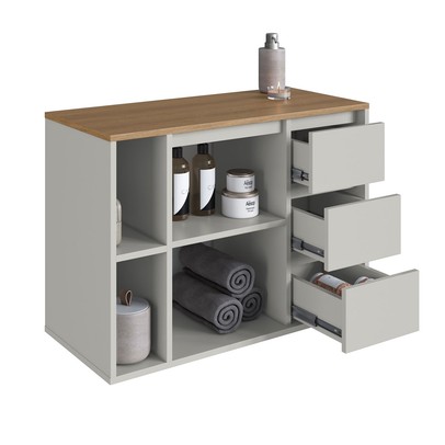 Armário de Banheiro Belagavi 1 Porta 3 Gavetas Arenas - Art In Móveis