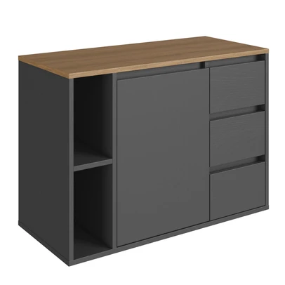 Armário de Banheiro Belagavi 1 Porta 3 Gavetas Grafite - Art In Móveis