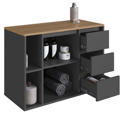 Armário de Banheiro Belagavi 1 Porta 3 Gavetas Grafite - Art In Móveis