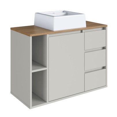 Armário de Banheiro Belagavi 1 Porta 3 Gavetas com Cuba Arenas - Art In Móveis