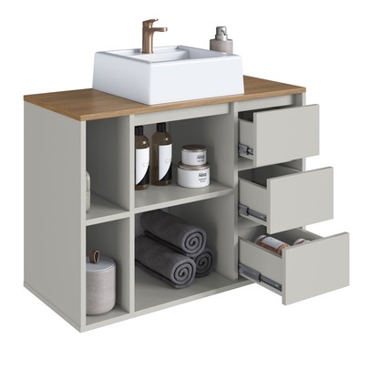 Armário de Banheiro Belagavi 1 Porta 3 Gavetas com Cuba Arenas - Art In Móveis