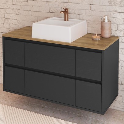 Armário de Banheiro Berlim 2 Portas 4 Gavetas com Cuba Grafite - Art In Móveis