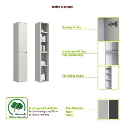 Armário de Banheiro Bergamo 2 Portas 4 Prateleiras Arenas - Art In Móveis