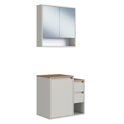 Armário de Banheiro Bologna 3 Portas 2 Gavetas com Espelho Arenas - Art In Móveis