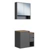 Armário de Banheiro Bologna 3 Portas 2 Gavetas com Espelho Grafite - Art In Móveis