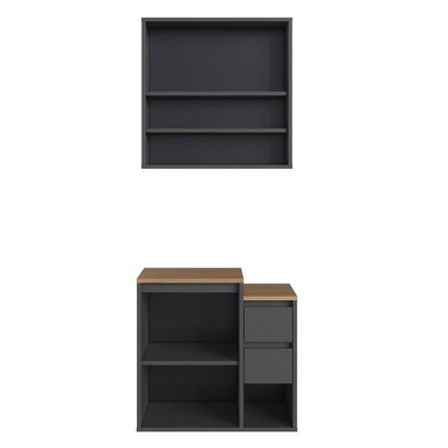 Armário de Banheiro Bologna 3 Portas 2 Gavetas com Espelho Grafite - Art In Móveis