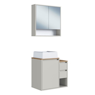 Armário de Banheiro Bologna 3 Portas 2 Gavetas com Cuba e Espelho Arenas - Art In Móveis