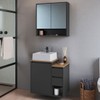 Armário de Banheiro Bologna 3 Portas 2 Gavetas com Cuba e Espelho Grafite - Art In Móveis