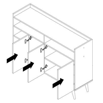 Balcão Buffet Corsa 3 Portas 3 Prateleiras Nature/Off White - Pnr Móveis