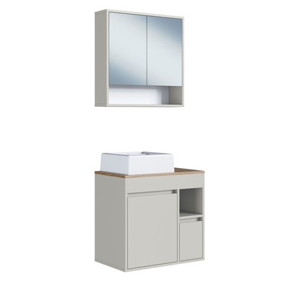 Armário de Banheiro Bangladesh 3 Portas 1 Gaveta com Cuba e com Espelho Arenas - Art In Móveis