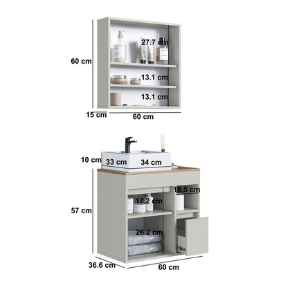 Armário de Banheiro Bangladesh 3 Portas 1 Gaveta com Cuba e com Espelho Arenas - Art In Móveis