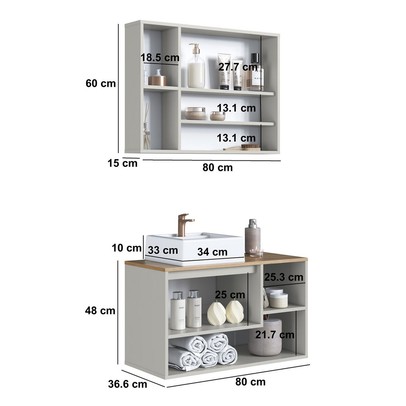 Armário de Banheiro Barcelona 3 Portas com Cuba e Espelho Arenas - Art In Móveis