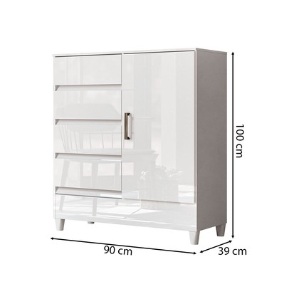 Cômoda Lux 1 Porta 4 Gavetas Branco - Pnr Móveis