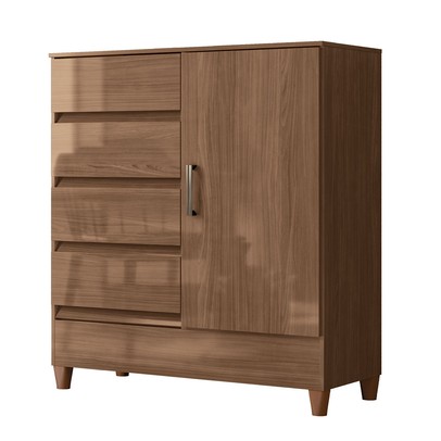 Cômoda Lux 1 Porta 4 Gavetas Jequitiba - Pnr Móveis