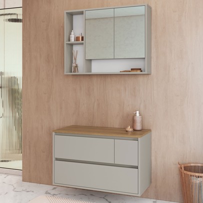 Armário de Banheiro Belarus 4 Portas 1 Gaveta com Espelho Arenas - Art In Móveis