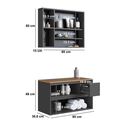 Armário de Banheiro Belarus 4 Portas 1 Gaveta com Espelho Grafite - Art In Móveis