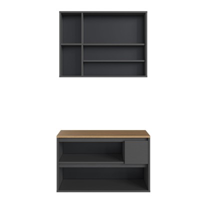 Armário de Banheiro Belarus 4 Portas 1 Gaveta com Espelho Grafite - Art In Móveis