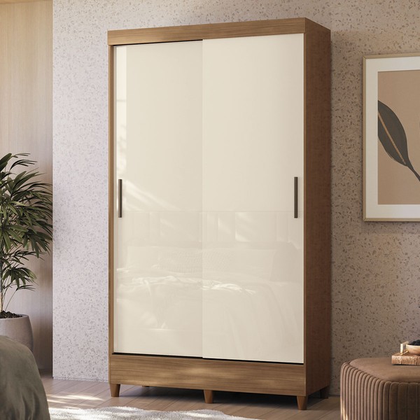 Guarda-Roupa Solteiro Lux 2 Portas 2 Gavetas Jequitiba/Off White - Pnr Móveis