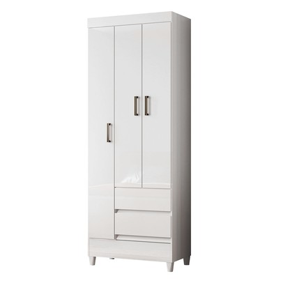 Guarda-Roupa Solteiro Lux 3 Portas 2 Gavetas Branco - Pnr Móveis