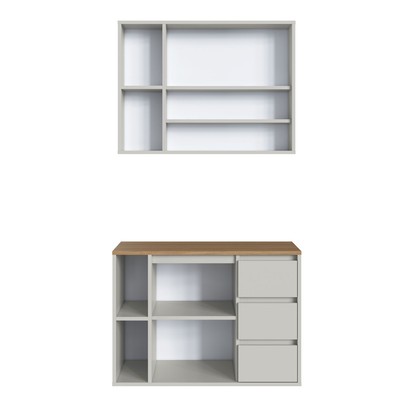 Armário de Banheiro Belagavi 3 Portas 3 Gavetas com Espelho Arenas - Art In Móveis