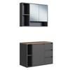 Armário de Banheiro Belagavi 3 Portas 3 Gavetas com Espelho Grafite - Art In Móveis