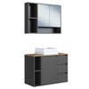 Armário de Banheiro Belagavi 3 Portas 3 Gavetas com Cuba e Espelho Grafite - Art In Móveis