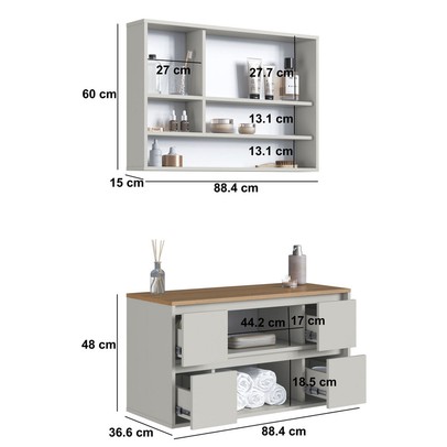 Armário de Banheiro Berlim 5 Portas 4 Gavetas com Espelho Arenas - Art In Móveis