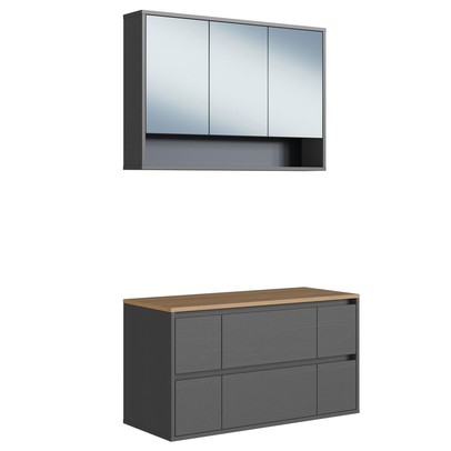Armário de Banheiro Berlim 5 Portas 4 Gavetas com Espelho Grafite - Art In Móveis