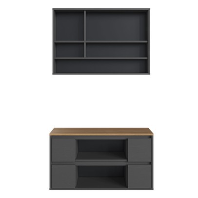 Armário de Banheiro Berlim 5 Portas 4 Gavetas com Espelho Grafite - Art In Móveis