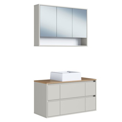 Armário de Banheiro Berlim 5 Portas 4 Gavetas com Cuba e Espelho Arenas - Art In Móveis