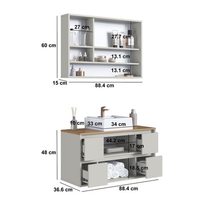 Armário de Banheiro Berlim 5 Portas 4 Gavetas com Cuba e Espelho Arenas - Art In Móveis