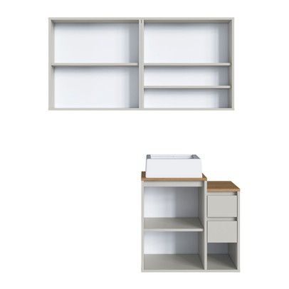 Armário de Banheiro Bahamas 5 Portas 2 Gavetas com Cuba e Espelho Arenas - Art In Móveis