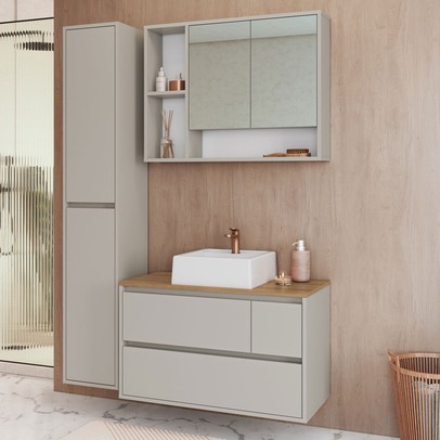 Armário de Banheiro Belarus 6 Portas 1 Gaveta com Cuba e Espelho Arenas - Art In Móveis