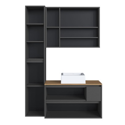 Armário de Banheiro Belarus 6 Portas 1 Gaveta com Cuba e Espelho Grafite - Art In Móveis