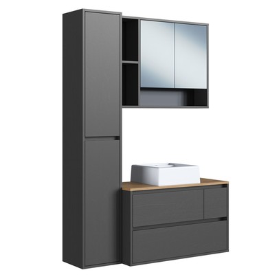 Armário de Banheiro Belarus 6 Portas 1 Gaveta com Cuba e Espelho Grafite - Art In Móveis