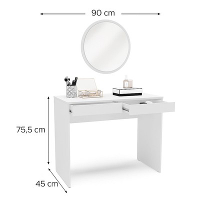 Penteadeira Serena 2 Gavetas com Espelho Branco - Politorno