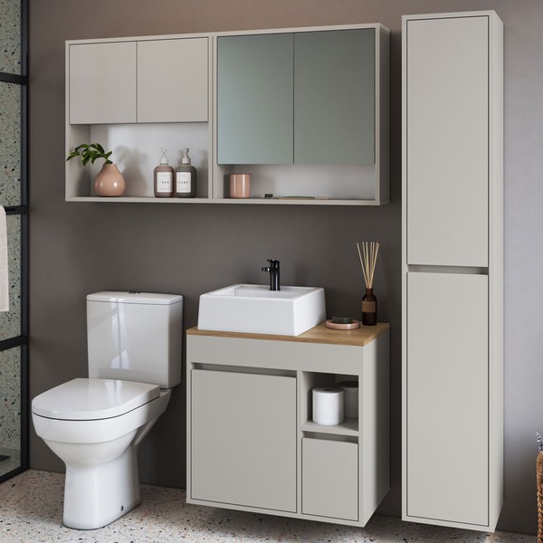 Armário de Banheiro Bangladesh 7 Portas 1 Gaveta com Cuba e Espelho Arenas - Art In Móveis