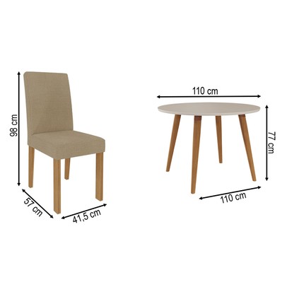 Mesa de Jantar 4 Lugares Dani Maia Madeira/Off White/Gengibre - Cimol