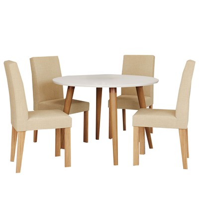 Mesa de Jantar 4 Lugares Dani Maia Madeira/Off White/Gengibre - Cimol