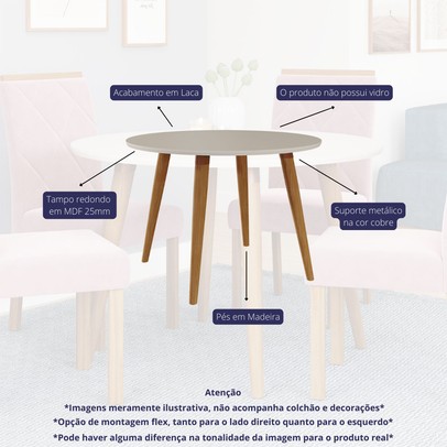 Mesa de Jantar 4 Lugares Dani Maia Madeira/Off White/Gengibre - Cimol