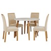 Mesa de Jantar 4 Lugares Dani Fernanda com Vidro Madeira/Off White/Nude - Cimol
