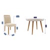 Mesa de Jantar 4 Lugares Dani Juliana com Vidro Madeira/Off White/Nude - Cimol